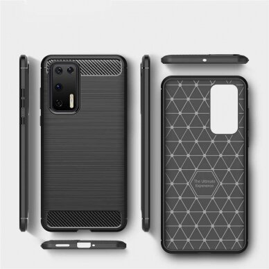 Dėklas Carbon Case Flexible Huawei P40 Mėlynas 3