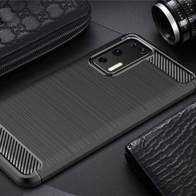 Dėklas Carbon Case Flexible Huawei P40 Mėlynas 5