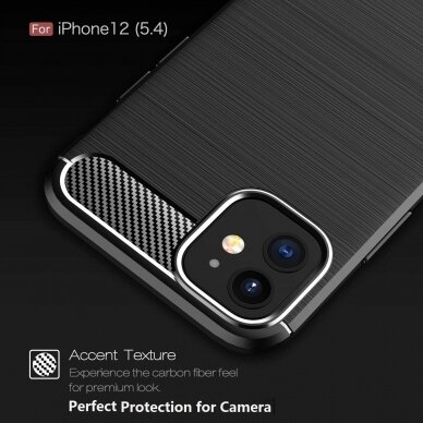 Dėklas Carbon Case Flexible Iphone 12 Mini Juodas 5