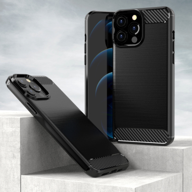 Dėklas Carbon Case Flexible iPhone 13 Pro juodas 2