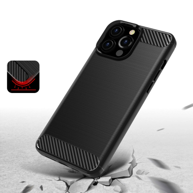 Dėklas Carbon Case Flexible iPhone 13 Pro juodas 3