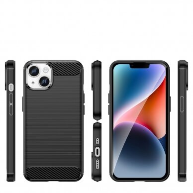 Dėklas Carbon Case flexible iPhone 14 Juodas 1