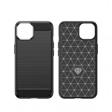 Dėklas Carbon Case flexible iPhone 14 Juodas 13