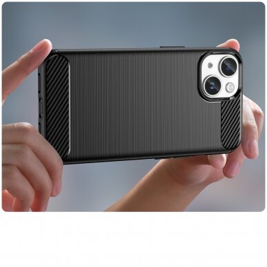 Dėklas Carbon Case flexible iPhone 14 Juodas 3