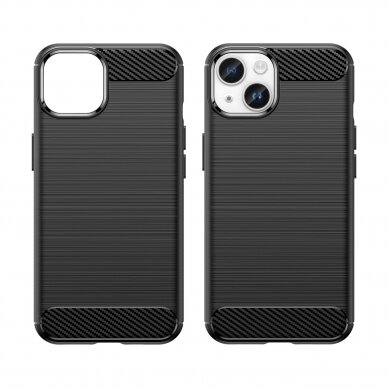 Dėklas Carbon Case flexible iPhone 14 Juodas 7