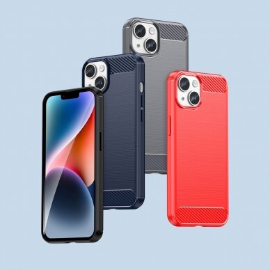 Dėklas Carbon Case flexible iPhone 14 Mėlynas 11