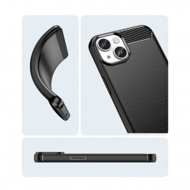 Dėklas Carbon Case flexible iPhone 14 Mėlynas 14