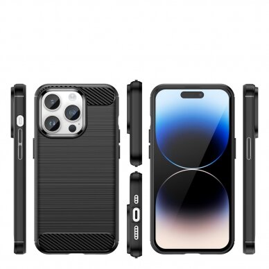 Dėklas Carbon Case flexible iPhone 14 Pro Max Juodas 1