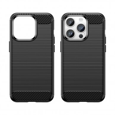 Dėklas Carbon Case flexible iPhone 14 Pro Max Juodas 7