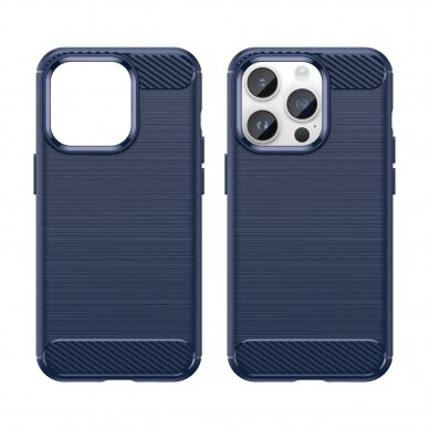 Dėklas Carbon Case flexible iPhone 14 Pro Mėlynas 7