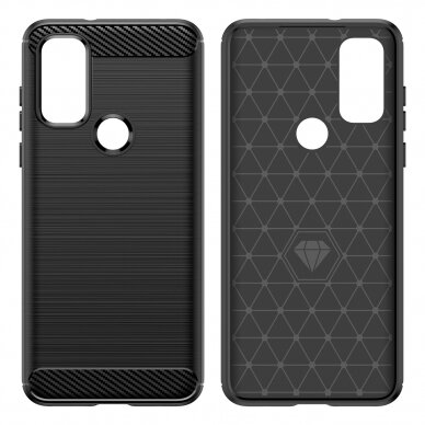 Dėklas Carbon Case Flexible Motorola Moto G Play 2022 Juodas 4