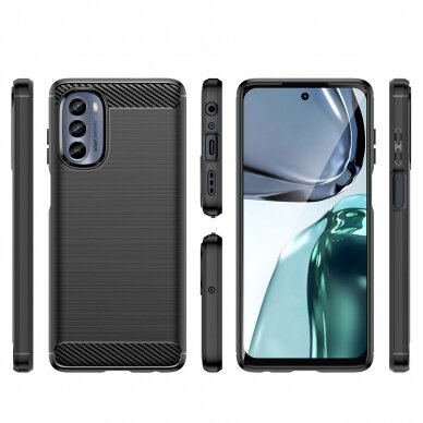 Dėklas Carbon Case flexible Motorola Moto G62 5G Juodas 1