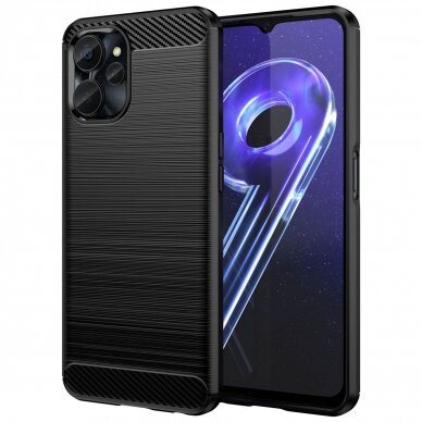 Dėklas Carbon Case Flexible Realme 10 5G / Realme 9i 5G Juodas 1