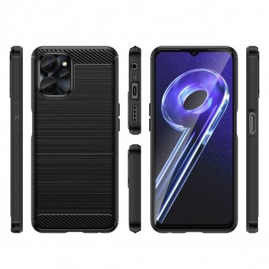 Dėklas Carbon Case Flexible Realme 10 5G / Realme 9i 5G Juodas 2