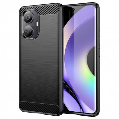 Dėklas Carbon Case flexible Realme 10 Pro+ Juodas 1