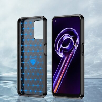 Dėklas Carbon Case Flexible Realme 9 Pro Juodas 3