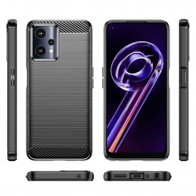 Dėklas Carbon Case Flexible Realme 9 Pro Juodas 6