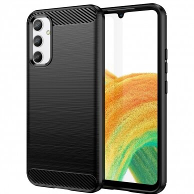 Dėklas Carbon Case flexible Samsung Galaxy A04e Juodas UGLX912