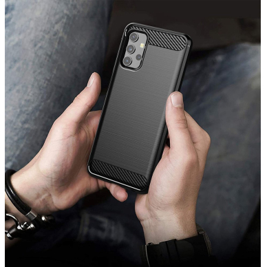 Akcija! Samsung Galaxy A32 Dėklas Carbon Case Flexible 5G Juodas  2