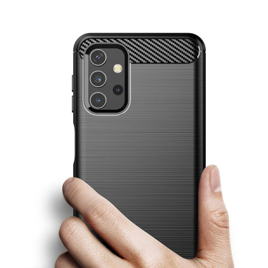 Akcija! Samsung Galaxy A32 Dėklas Carbon Case Flexible 5G Juodas  5