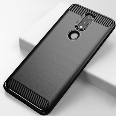 Dėklas Carbon Case Flexible TPU Nokia 2.4 Juodas 7