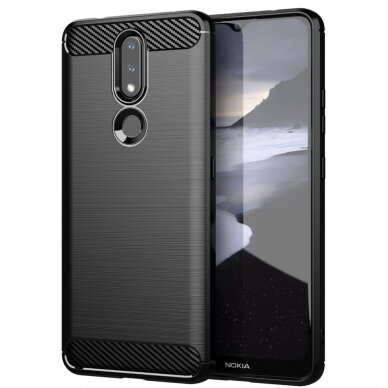 Dėklas Carbon Case Flexible TPU Nokia 2.4 Juodas