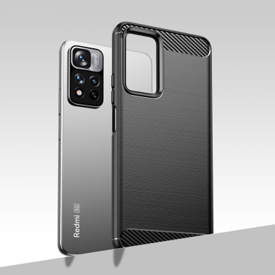 Dėklas Carbon Case flexible Xiaomi Redmi Note 11 Pro+ 5G (China) / 11 Pro 5G (China) / Mi11i HyperCharge / Poco X4 NFC Juodas 4