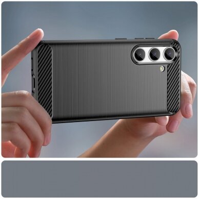 Dėklas Carbon Case for Samsung Galaxy S24 Flexible Silicone Carbon Cover - Juodas 10