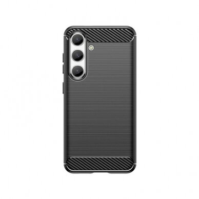 Dėklas Carbon Case for Samsung Galaxy S24 Flexible Silicone Carbon Cover - Juodas 4