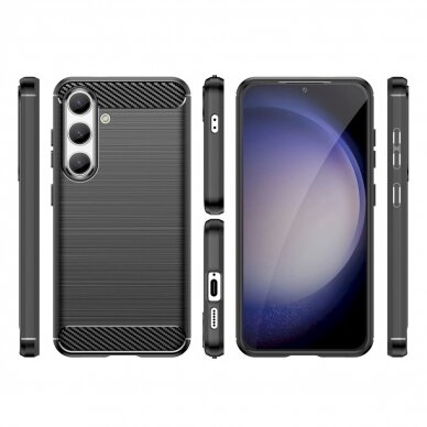 Dėklas Carbon Case for Samsung Galaxy S24 Flexible Silicone Carbon Cover - Juodas 7