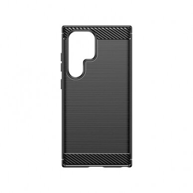 Dėklas Carbon Case for Samsung Galaxy S24 Ultra Flexible Silicone Carbon Cover - Juodas 5