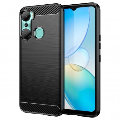 Dėklas Carbon flexible Infinix Hot 12 Pro Juodas