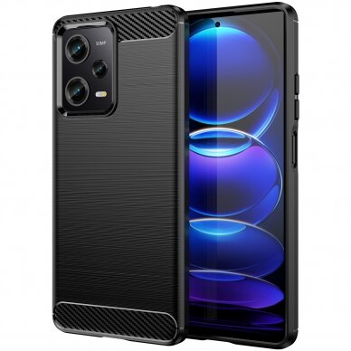 Dėklas Carbon Xiaomi Poco X5 Pro 5G / Redmi Note 12 Pro Juodas