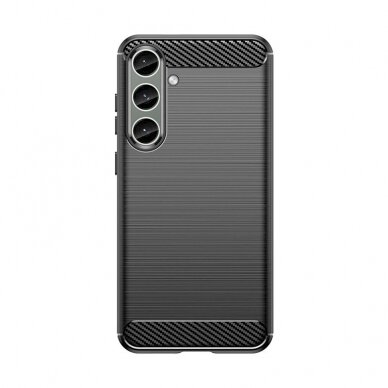 Dėklas Case for Carbon Case Samsung Galaxy S24+ flexible silicone carbon cover - Juodas 3