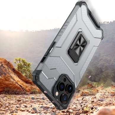 Dėklas Crystal Ring Case Kickstand Tough Rugged iPhone 11 Pro Mėlynas 3