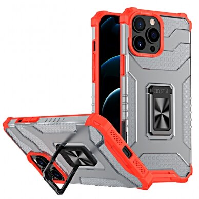 Dėklas Crystal Ring Case Kickstand Tough Rugged iPhone 11 Pro Raudonas