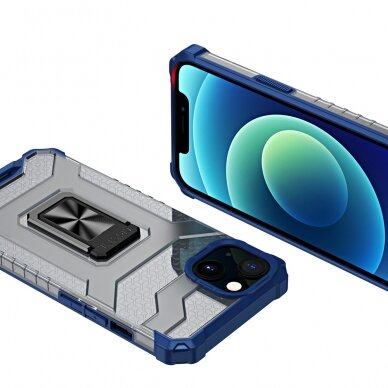 Dėklas Crystal Ring Case Kickstand Tough Rugged iPhone 12 Mėlynas 4