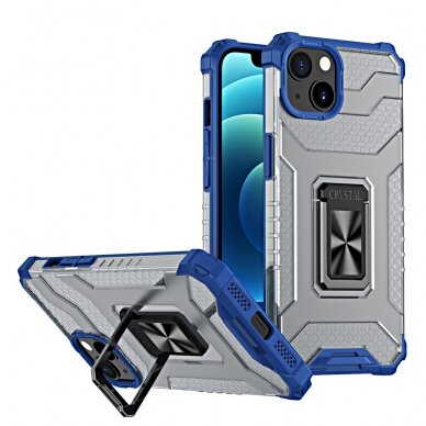 Dėklas Crystal Ring Case Kickstand Tough Rugged iPhone 12 Mėlynas