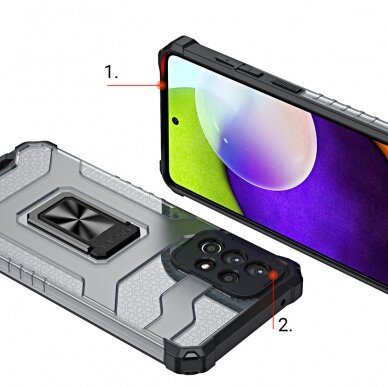 Samsung Galaxy A72 Dėklas Crystal Ring Case Kickstand Tough Rugged 4G Mėlynas 6