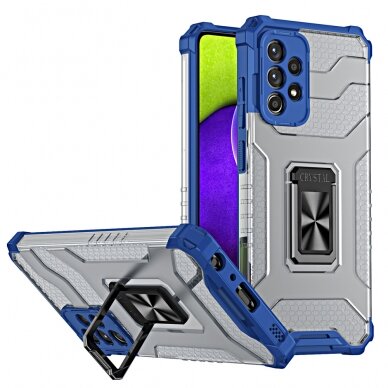 Samsung Galaxy A72 Dėklas Crystal Ring Case Kickstand Tough Rugged 4G Mėlynas