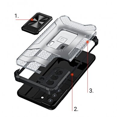 Dėklas Crystal Ring Case Kickstand Tough Rugged Samsung Galaxy S21+ 5G (S21 Plus 5G) Mėlynas 6