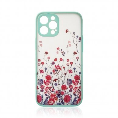 Dėklas Design Case iPhone 12 Pro Gėlėtas, mėlynas