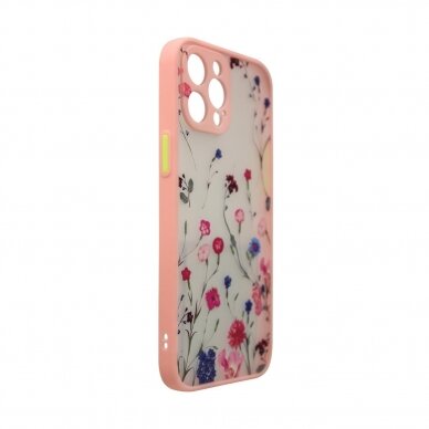 Akcija! Dėklas Design Case iPhone 12 Pro Gėlėtas, rožinis 2