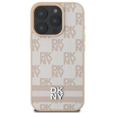 Dėklas DKNY Checkered Pattern  Printed Stripes iPhone 16 Pro Max  - Rožinis 2