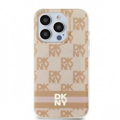 Dėklas DKNY IML Checkered Mono PatternPrinted Stripes MagSafeiPhone 11 / Xr - Rožinis