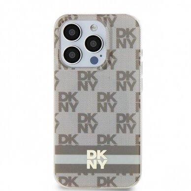 Dėklas DKNY IML Checkered Mono PatternPrinted Stripes MagSafeiPhone 11 / Xr - Smėlinis