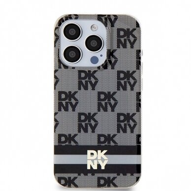 Dėklas DKNY IML Checkered Mono PatternPrinted Stripes MagSafeiPhone 13 Pro / 13 - Juodas 2