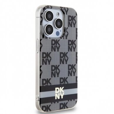 Dėklas DKNY IML Checkered Mono PatternPrinted Stripes MagSafeiPhone 13 Pro / 13 - Juodas 3