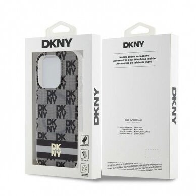 Dėklas DKNY IML Checkered Mono PatternPrinted Stripes MagSafeiPhone 13 Pro / 13 - Juodas 7