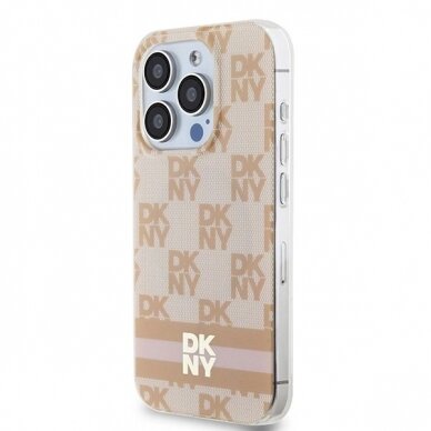 Dėklas DKNY IML Checkered Mono PatternPrinted Stripes MagSafeiPhone 13 Pro / 13 - Rožinis 1